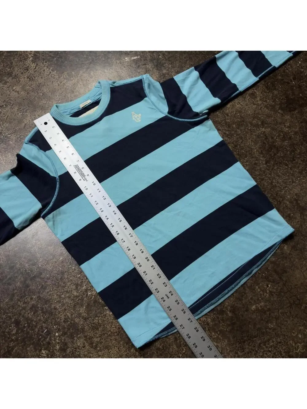 Vintage Abercrombie & Fitch Muscle Striped Crewneck Sweater XL Blue Navy Y2K